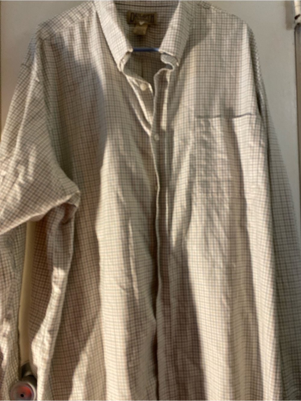 Duluth Trading Co Beige and Light Green Plaid Shirt Jacket